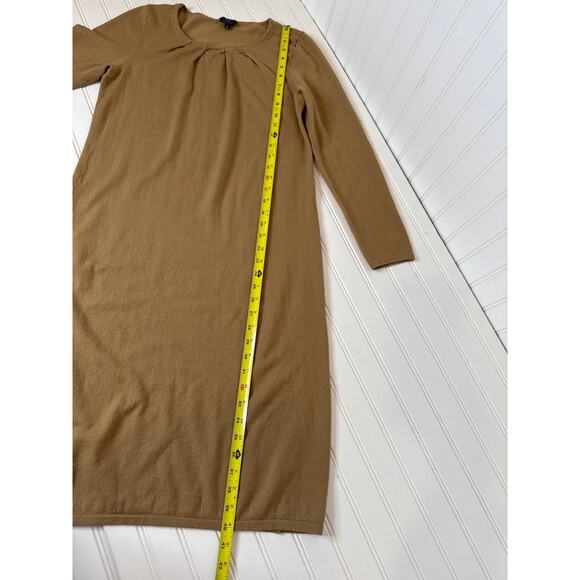 Talbots Brown Italian Merino Wool Pleated Sweater Dress Neutral Womens Size M - Picture 5 of 8